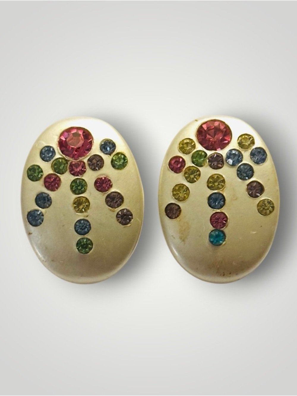 Multicolor Crystal Stud Earrings Clip on Earrings